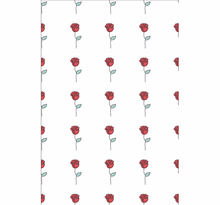 Flower wallpaper with cute red rose line art design - TenStickers
