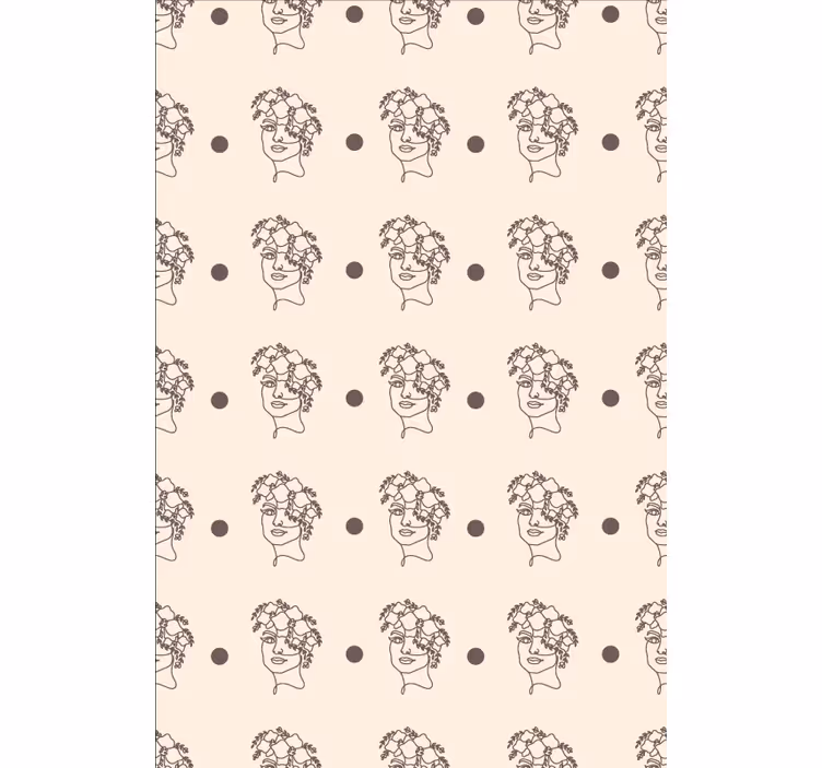 Flower wallpaper silhouette minimalist cute woman - TenStickers