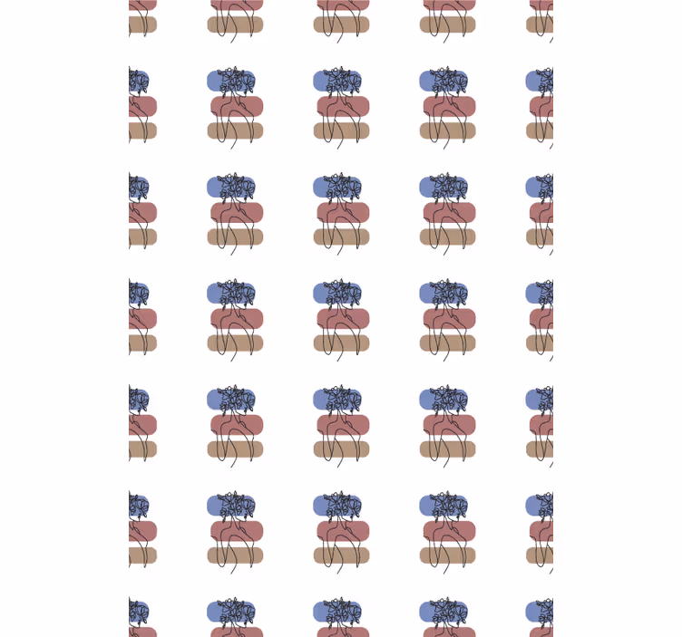Flower wallpaper with geometric woman design - TenStickers