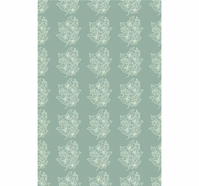Flower wallpaper in green minimalist style - TenStickers