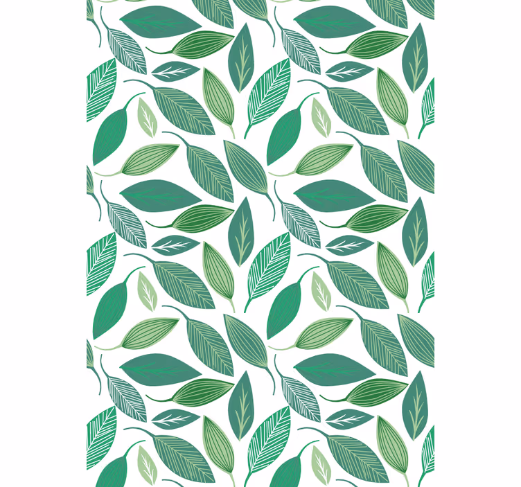 Floral ornament wallpaper green leaves nature design - TenStickers