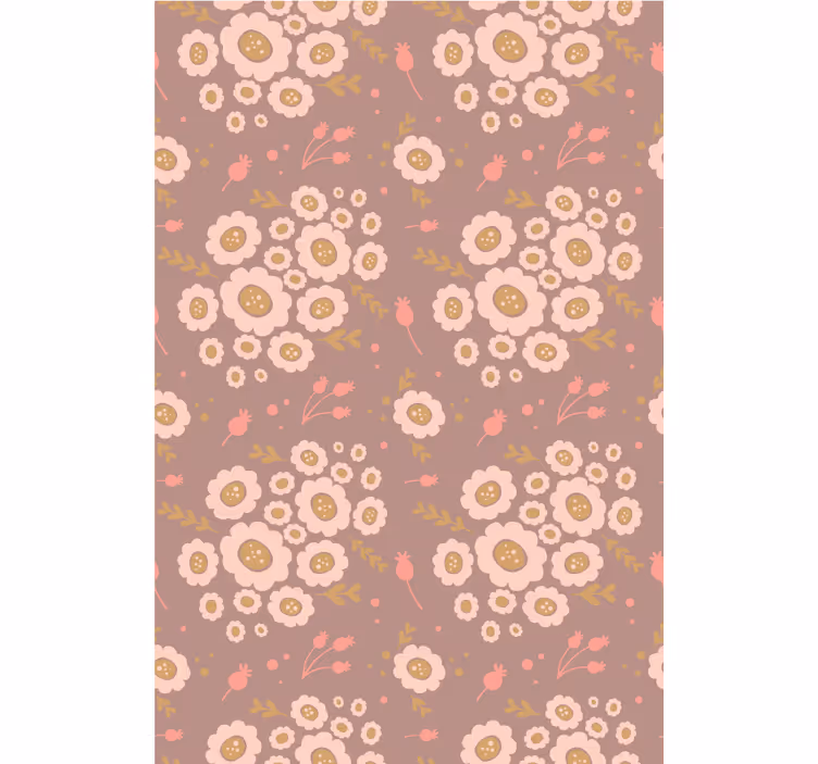 Floral ornament wallpaper in pastel folk art pattern - TenStickers