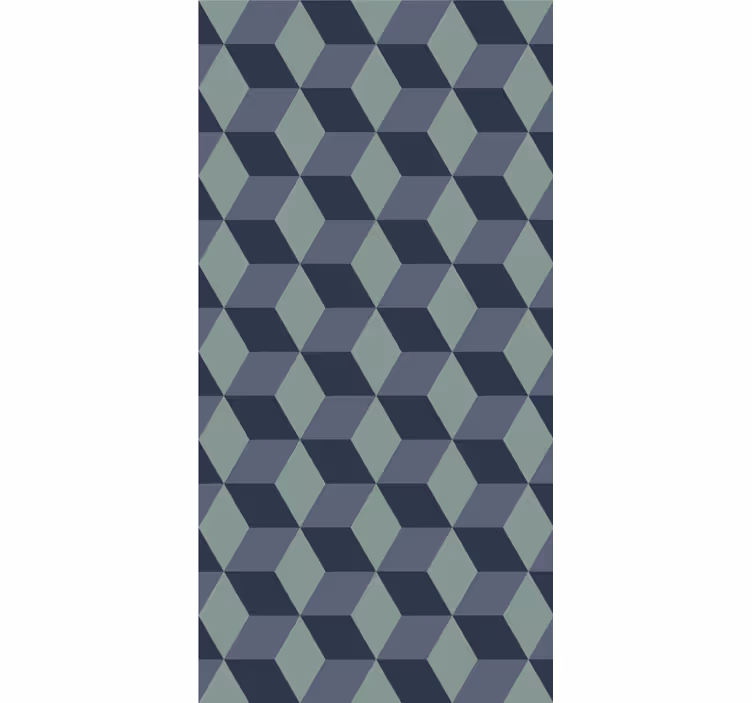 Bedroom wallpaper in retro blue cube pattern - TenStickers