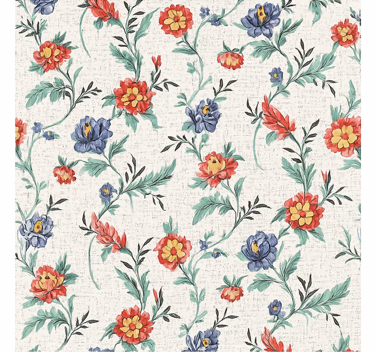Bedroom wallpaper retro floral pattern - TenStickers