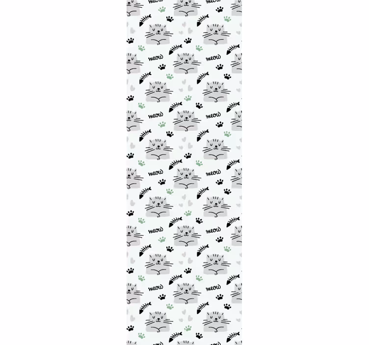 Bedroom wallpaper cute cats with paws pattern - TenStickers