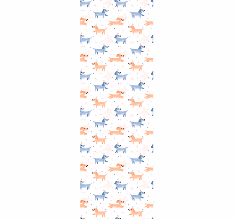 Bedroom wallpaper featuring adorable crowned dogs - TenStickers