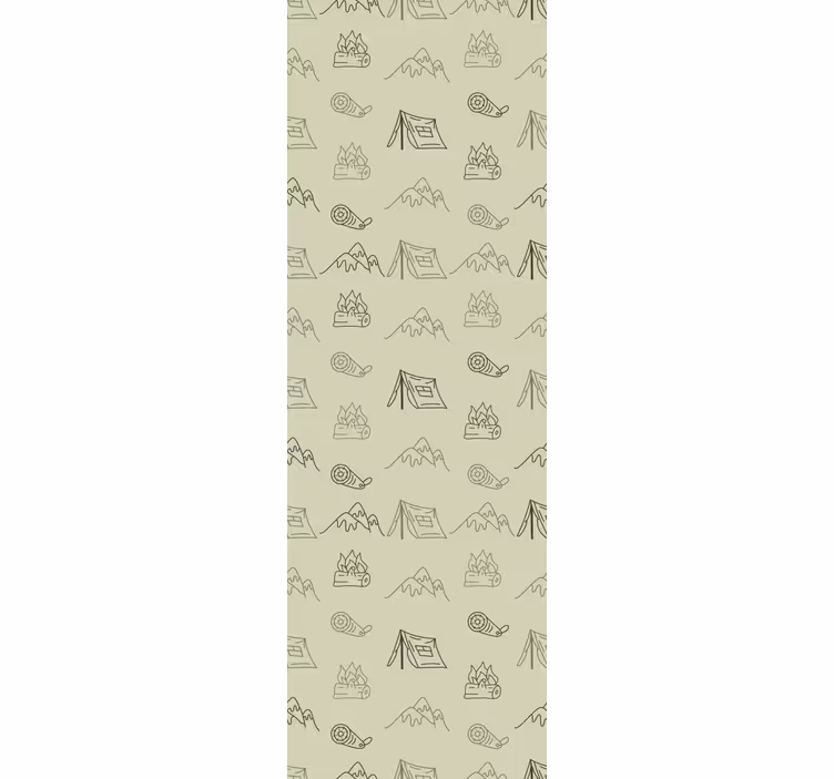 Bedroom wallpaper hand drawn camping items - TenStickers