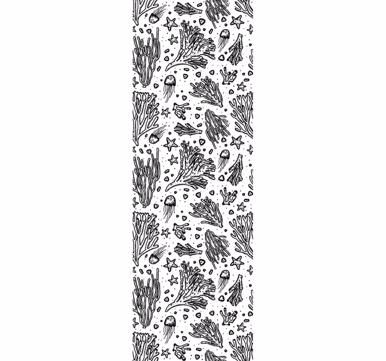 Bedroom wallpaper featuring black silhouetted sea creatures - TenStickers