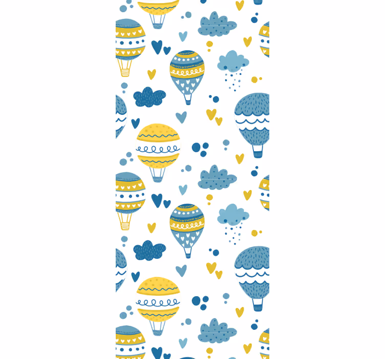 Bedroom wallpaper colorful balloons and clouds - TenStickers