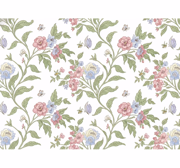 Flower wallpaper light country house decor - TenStickers