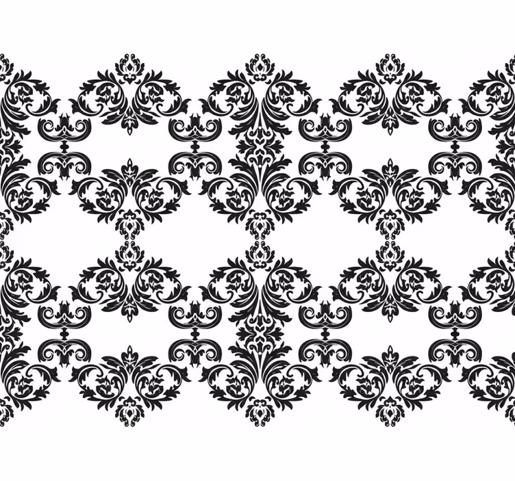 Baroque wallpaper with black damask floral pattern - TenStickers