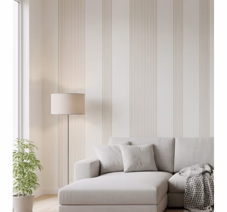 Vertical stripe wallpaper minimalist cream design - TenStickers