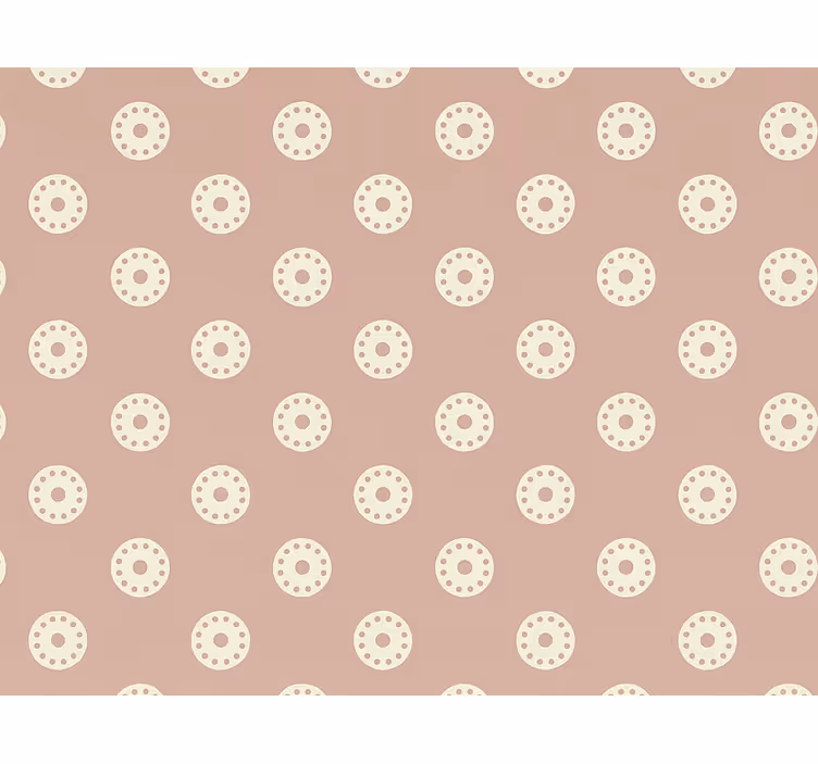 Polka dot wallpaper in dusky pink dotted medallions - TenStickers