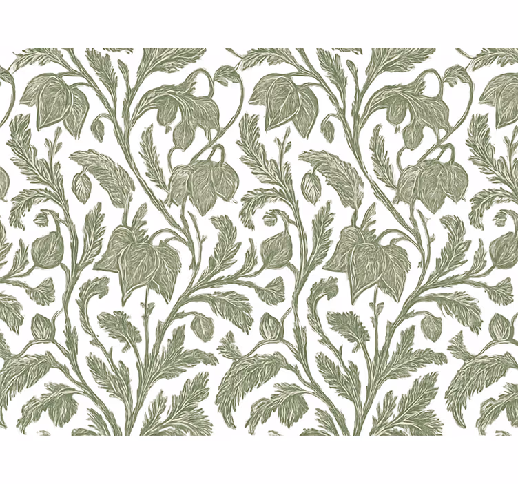 Flower wallpaper in muddy green exotic palms - TenStickers