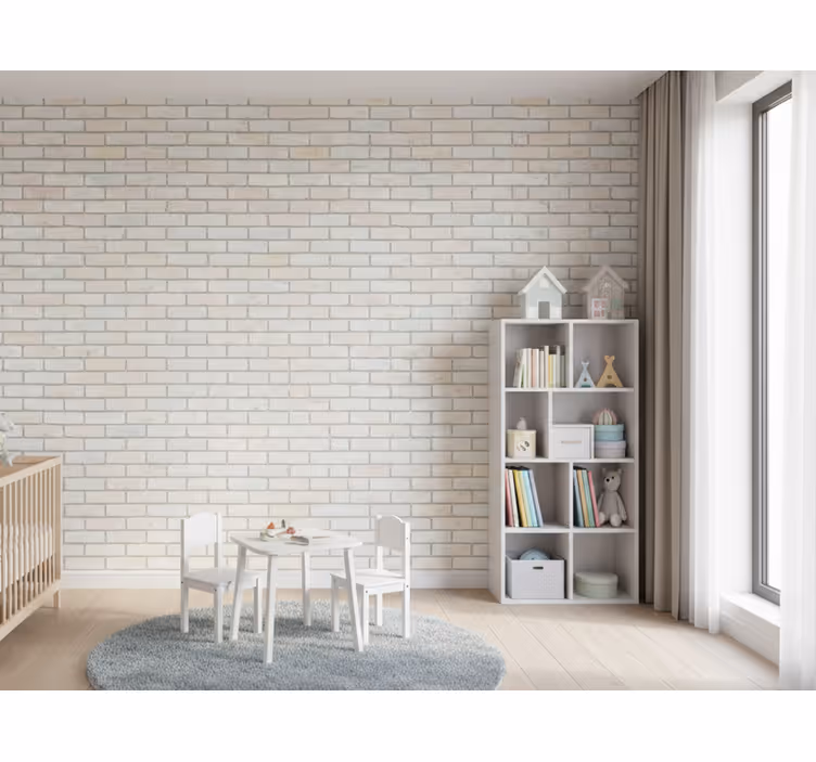 Stone effect wallpaper light-colored brick pattern - TenStickers