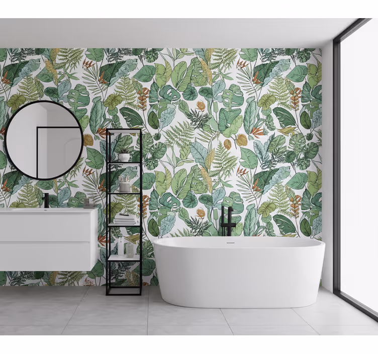 Leaf wallpaper jungle assorted foliage - TenStickers