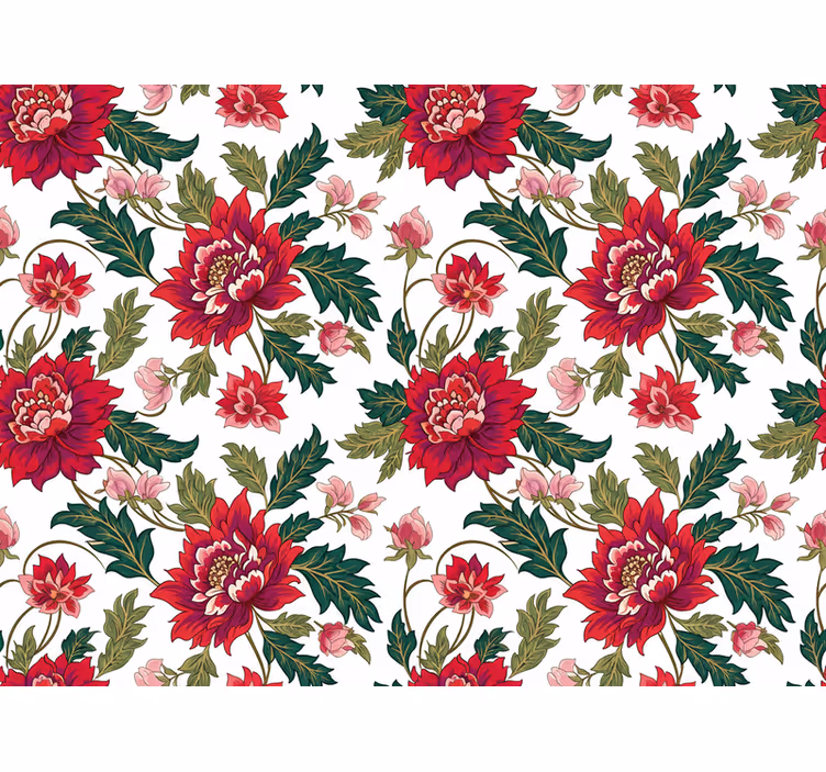 Leaf wallpaper in vibrant red floral harmony - TenStickers