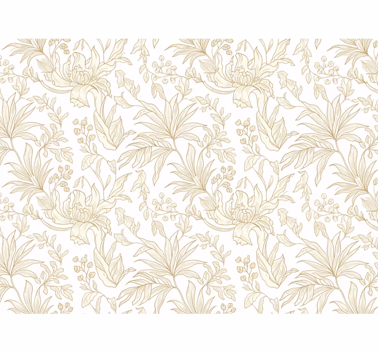 Leaf wallpaper in floral beige jungle design - TenStickers