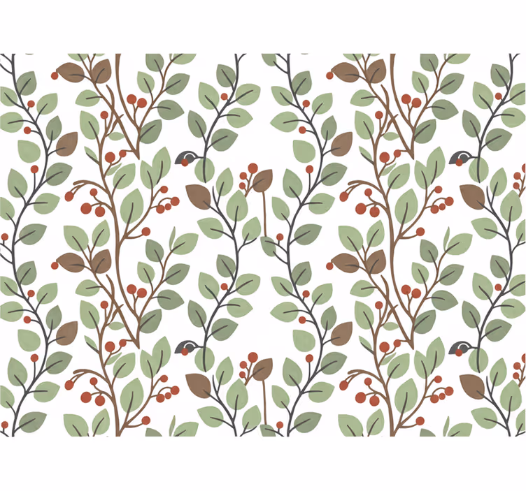 Leaf wallpaper cozy branch - TenStickers