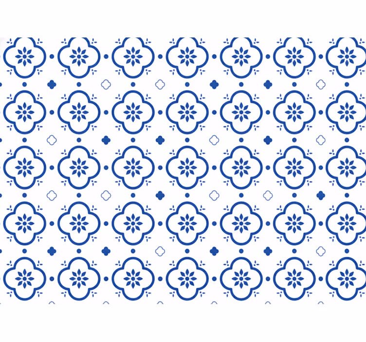 White wallpaper with blue tiles design - TenStickers