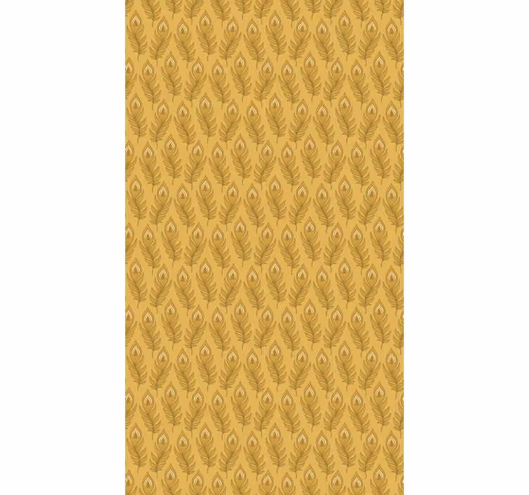 Beige wallpaper with blue floral turkey and golden flowers - TenStickers