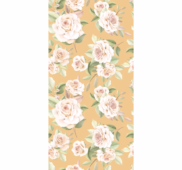 Beige wallpaper with french provincial roses pattern - TenStickers