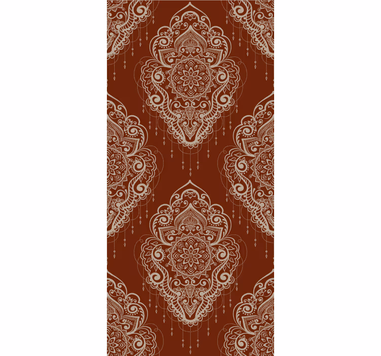 Red wallpaper with elegant mehndi ornament design - TenStickers