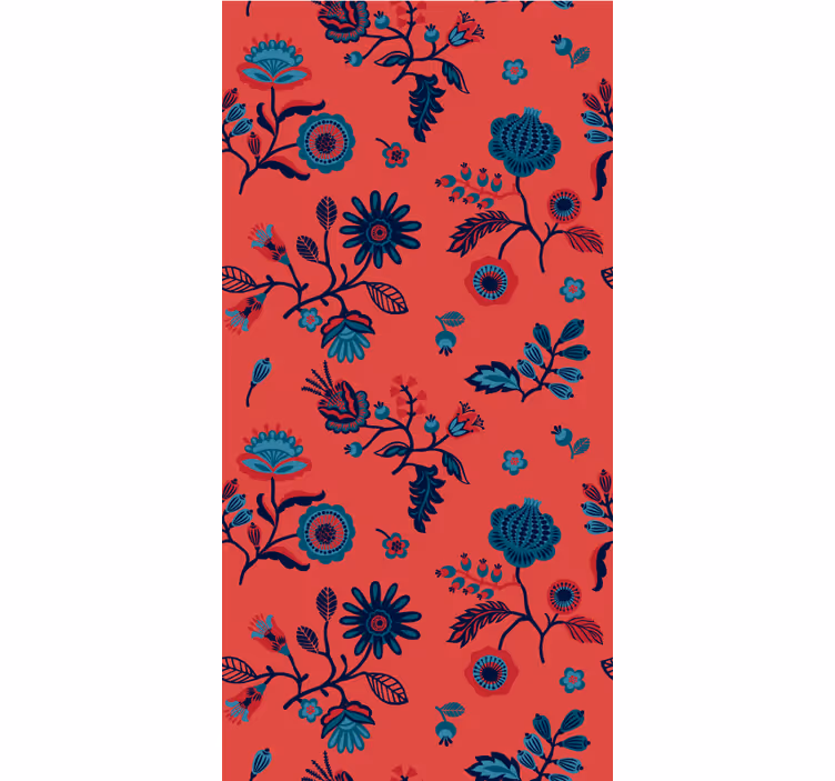 Red wallpaper with traditional colorful polish pattern - TenStickers
