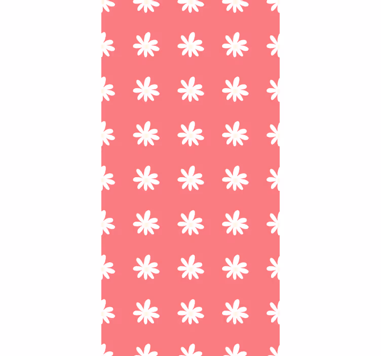 Red wallpaper with daisy pattern on pink - TenStickers