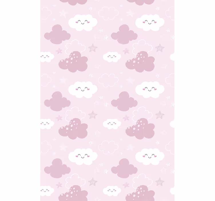 Pink wallpaper with white cheerful design - TenStickers