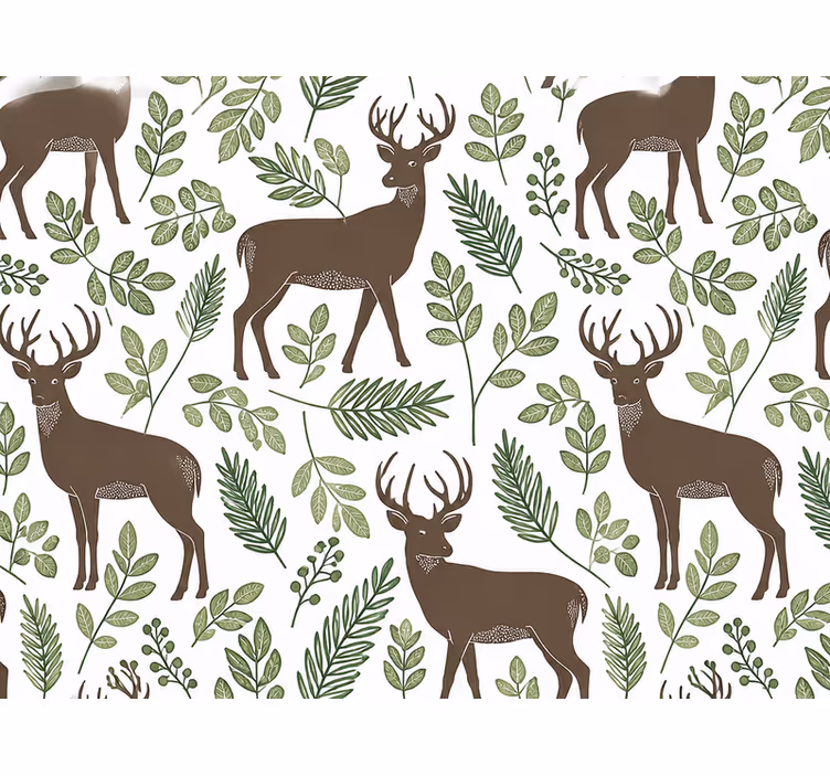 Leaf wallpaper in deer green leaves design - TenStickers
