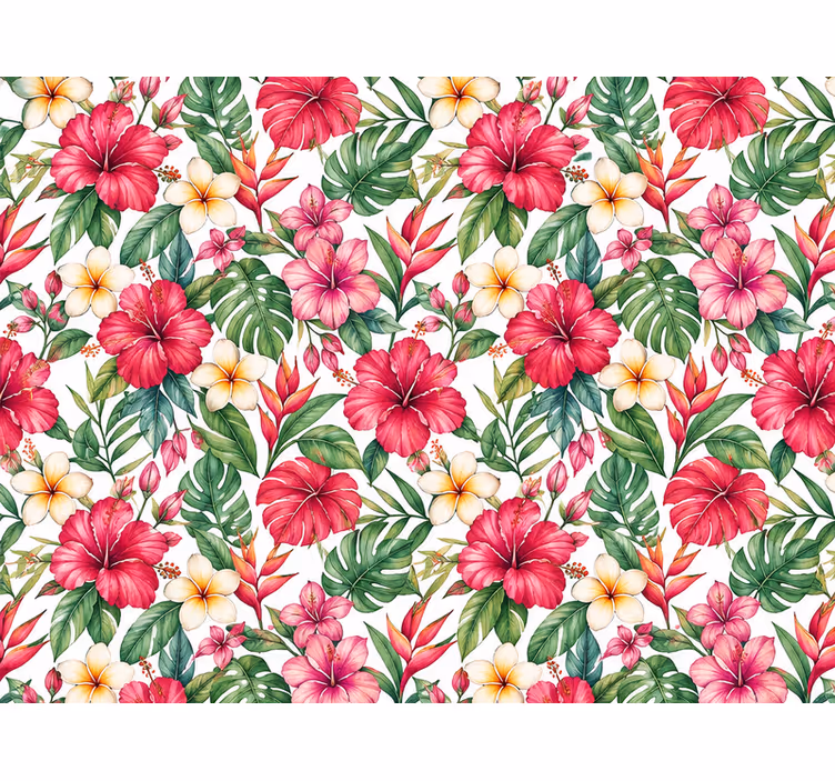Leaf wallpaper exotic flower arrangement - TenStickers
