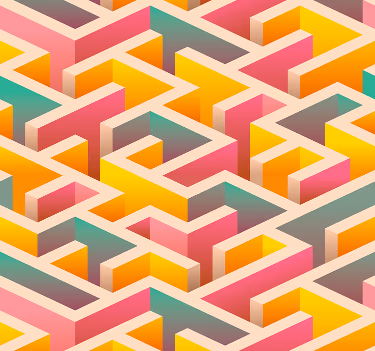 Geometric wallpaper with labyrinth - TenStickers