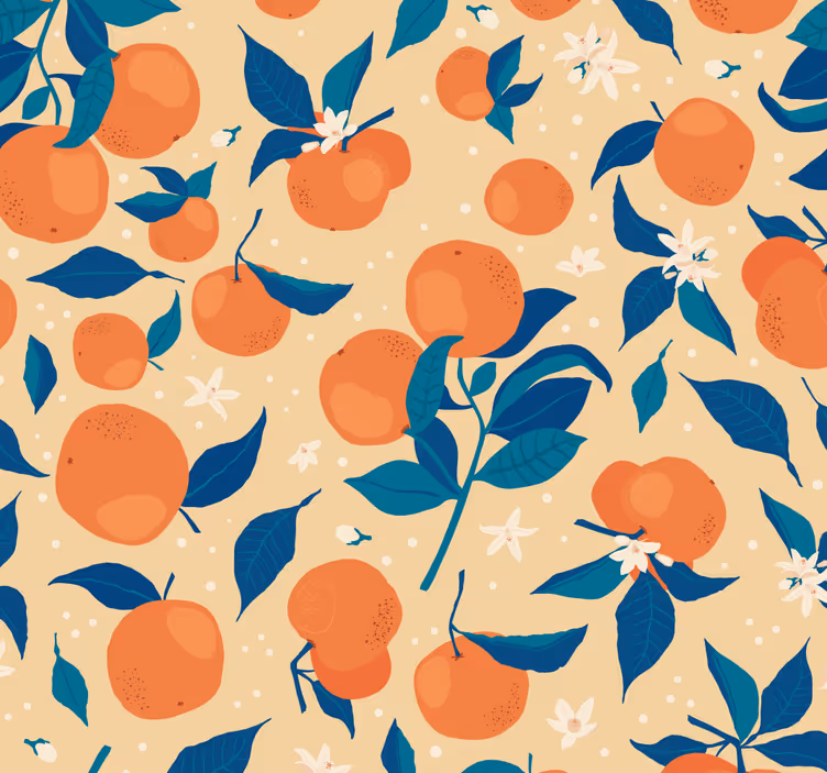 Oranges Blossom kitchen wallpaper - TenStickers