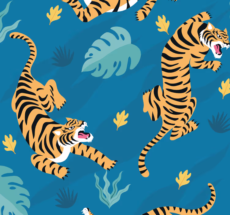 Tigers Dinning Room Wallpaper - TenStickers