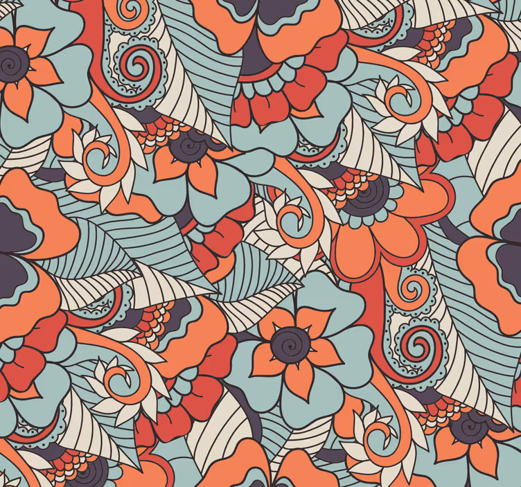 Living Room Wallpaper floral paisley - TenStickers