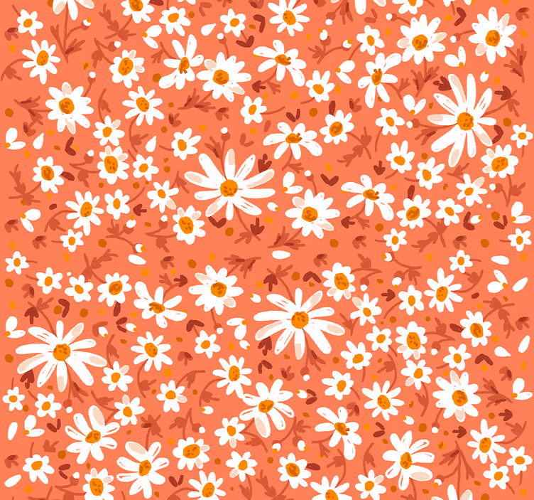 Daisies on brown background flower wallpaper - TenStickers