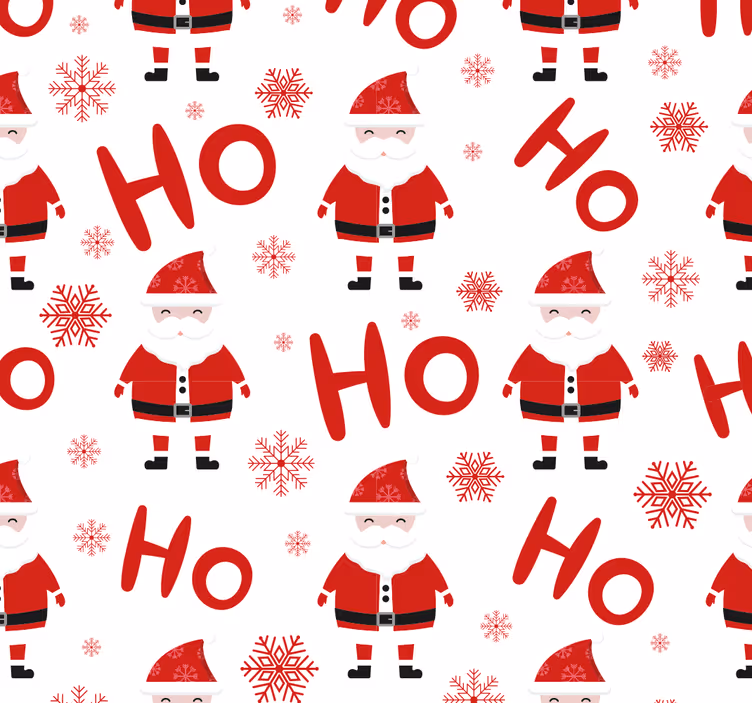 Santa Claus and HoHoHo pattern Wallpaper - TenStickers