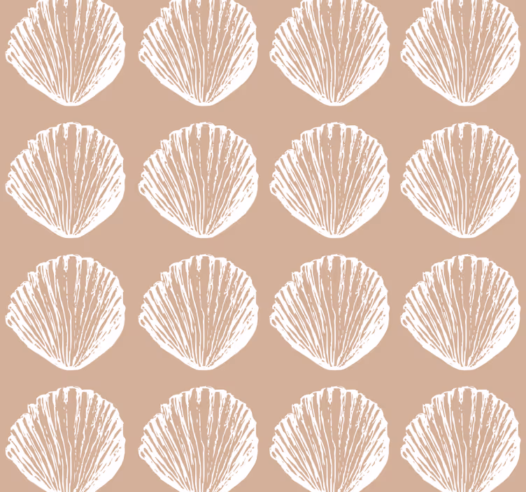 Retro Seashell Pattern beige Shell Wallpaper - TenStickers