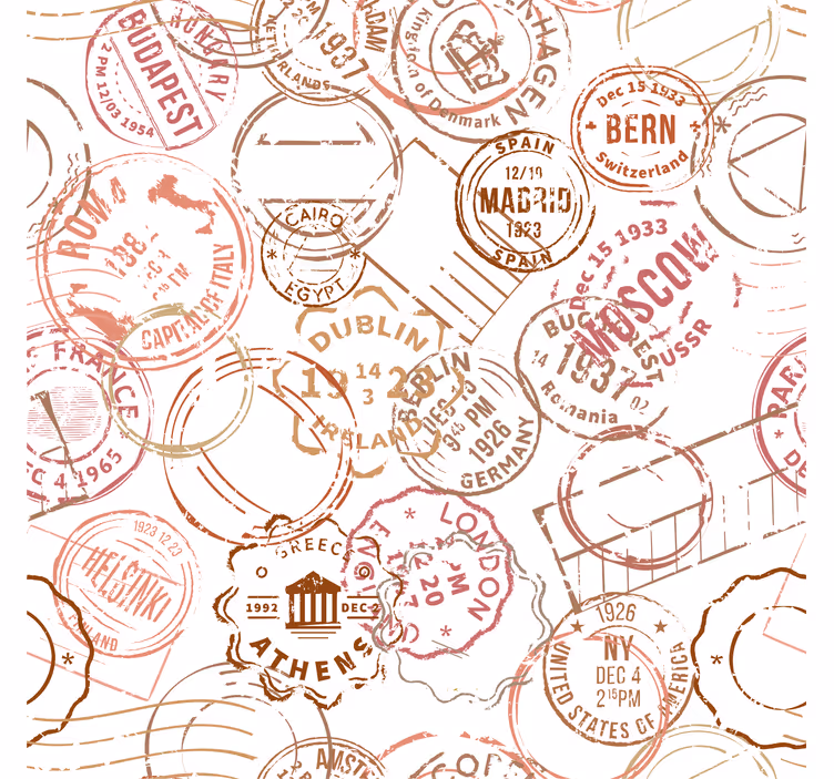 Retro stamps vintage wallpaper - TenStickers