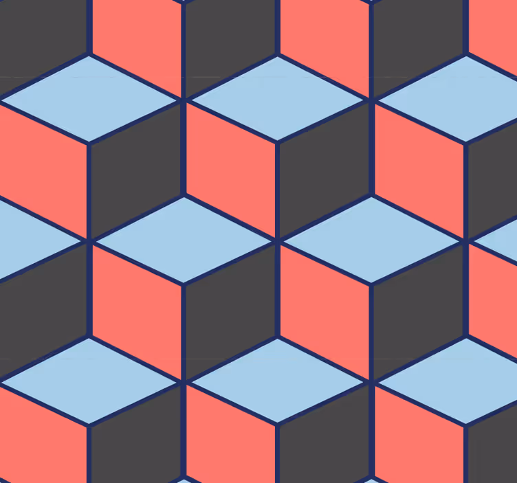 Cubical Illusion geometric wallpaper - TenStickers