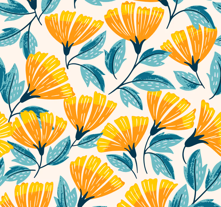 Bedroom orange flowers wallpaper - TenStickers
