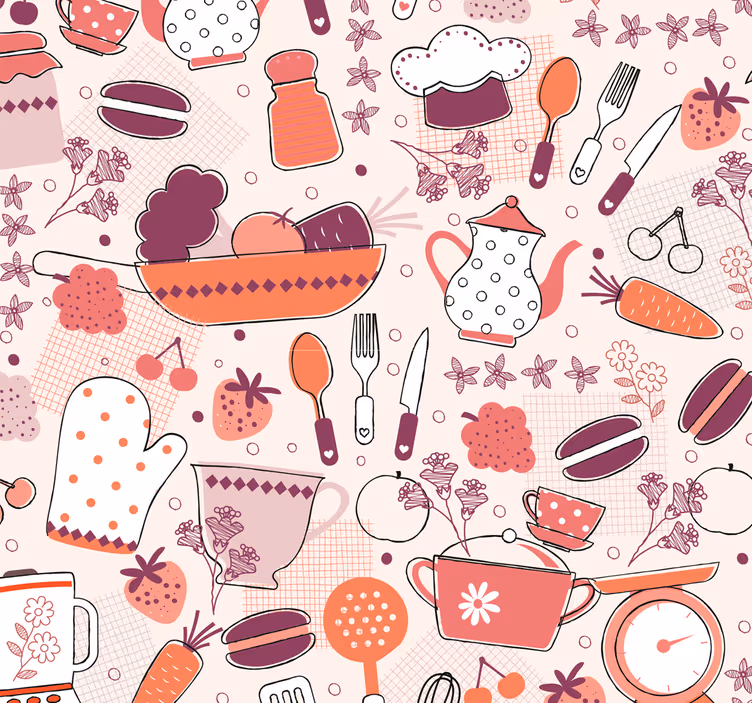Wallpaper kitchen food heart shape Kitchen - TenStickers