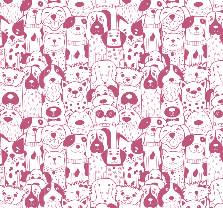 Canine Characters Pattern dogs wallpaper - TenStickers