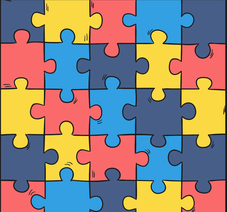 Rainbow Jigsaw Abstract Wallpaper - TenStickers