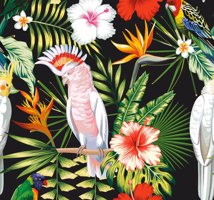 Bright Colour Parrots Animal Wallpaper - TenStickers
