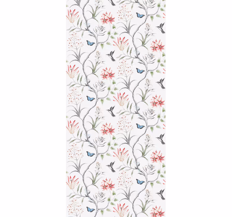 Floral Bird Pattern flower ornament wallpaper - TenStickers