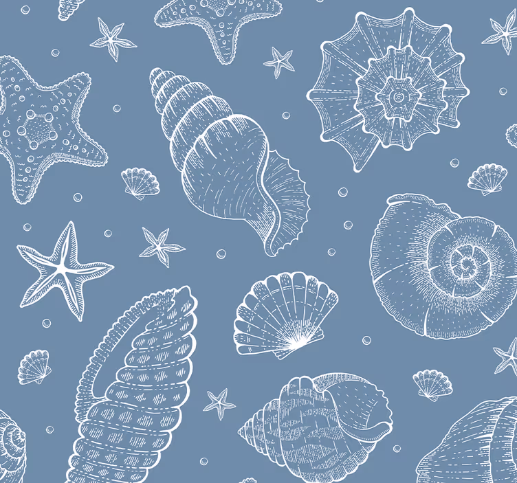 Sea Shell Motifs fish wallpaper - TenStickers