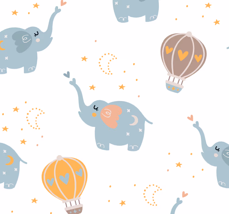 Cute elephants for kids children wallpaper - TenStickers