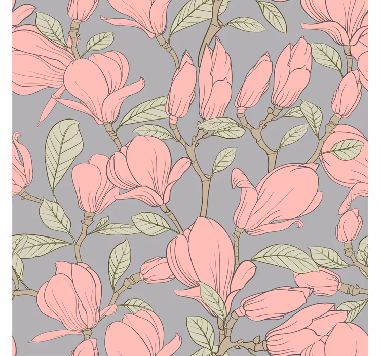 Floral Magnolias flower wallpaper - TenStickers
